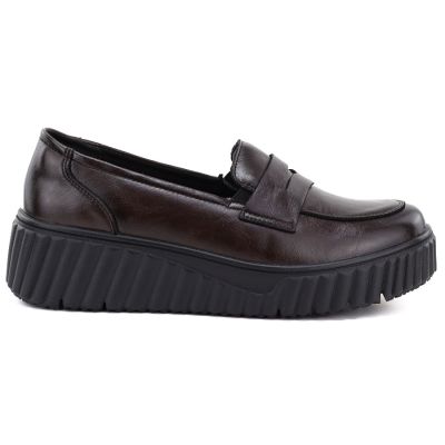 2. Brown leather wedge moccasin shoes Vinceza 133135