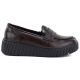 2. Brown leather wedge moccasin shoes Vinceza 133135