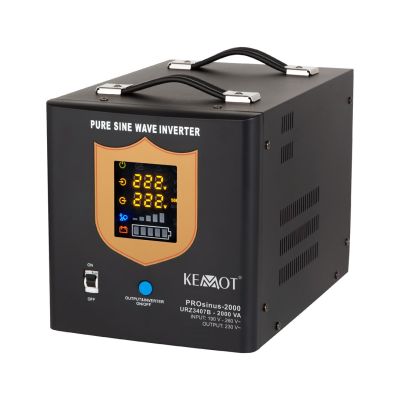 KEMOT PROsinus-2000 emergency power supply, pure sine wave converter with charging function 12V 230V 2000VA/1200W - black