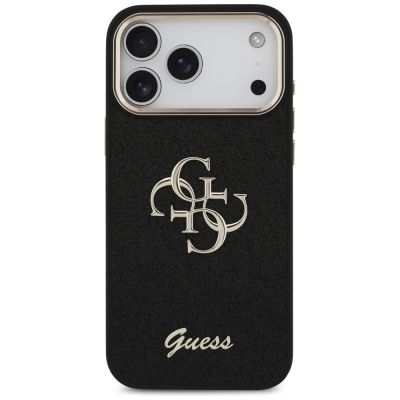 3. Guess Fixed Glitter Big 4G Metal Frame case for iPhone 17 Pro Max - black