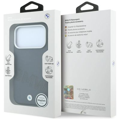 8. BMW Sign Inclined Deboss Letters MagSafe Case for iPhone 17 Pro Max / 18 Pro Max - Gray