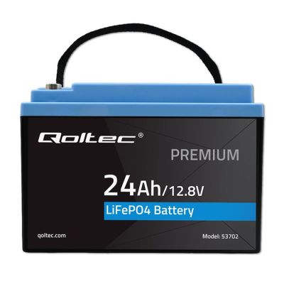 7. Qoltec LiFePO4 Lithium Iron Phosphate Battery | 12.8V | 24Ah | 307.2Wh | BMS