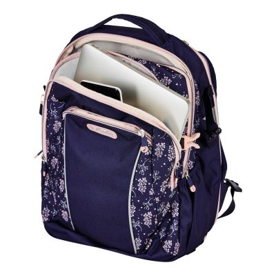 9. Herlitz Ultimate Blossom Backpack School Backpack Beige, Navy Blue (Navy) Polyester