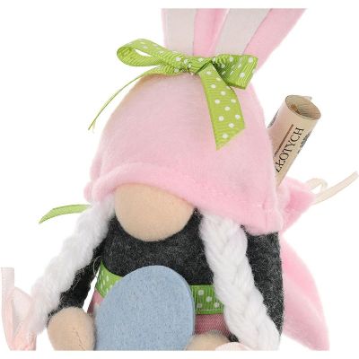 4. Gnome Bunny Girl 20cm Pink with Gift Bag Spring Decoration