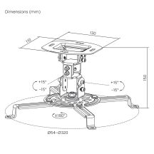 MACLEAN PROJECTOR CEILING MOUNT, 54~320MM, UP TO 13.5 KG, 360-DEGREE ROTATION MC-200 B