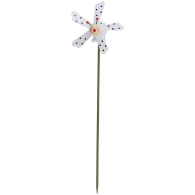 DECORATIVE LADYBUG ON A PIKE WITH A PINWHEEL, WHITE