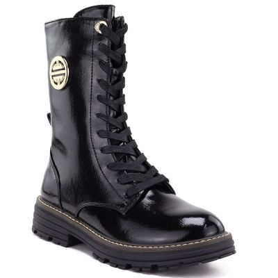 2. Women's patent leather ankle boots, insulated, black, Jezzi ASA259-10
