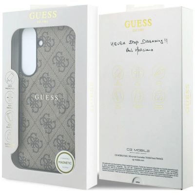 8. Guess Embossed 4G Ring Classic Logo MagSafe Case for Samsung Galaxy S26 FE – Brown
