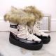 11. Vinceza W JAN262 beige lace-up snow boots with fur