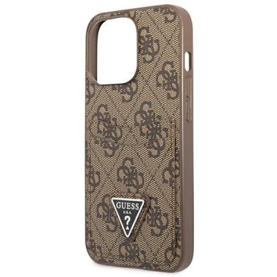 6. Guess 4G Triangle Logo Cardslot Case for iPhone 13 Pro / 13 - Brown
