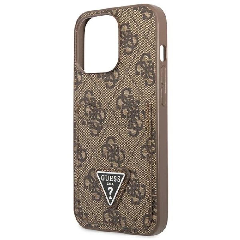 6. Guess 4G Triangle Logo Cardslot Case for iPhone 13 Pro / 13 - Brown