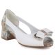Open toe block heel pumps with bow, white Potocki 12812