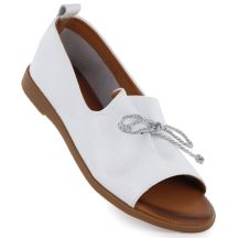 Women's leather open-toe shoes, white, Cambell 19388