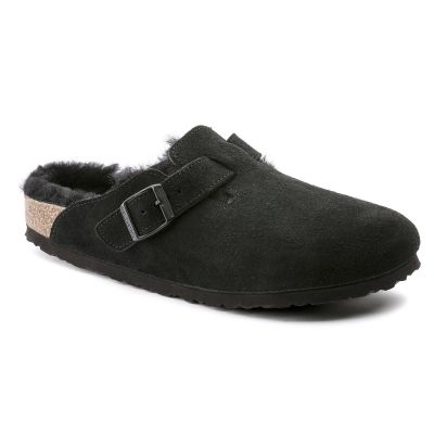 Birkenstock Boston Shearling Black Women's Wool Insulated Clogs Regular Wide (0259881)