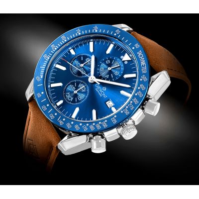 2. Men's Watch Giewont Chronograph Sapphire Brown Blue GW8720-A2