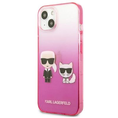 2. Karl Lagerfeld Gradient Ikonik Karl&Choupette Case for iPhone 13 mini - Pink