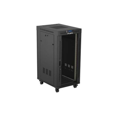 9. LANBERG FLOOR RACK CABINET 19" 24U 600X800 BLACK GLASS DOOR LCD (FLAT PACK) V2