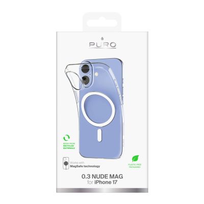 2. Puro 0.3 MAG Ultra-Slim TPU Case Compatible with MagSafe for iPhone 17 - Transparent