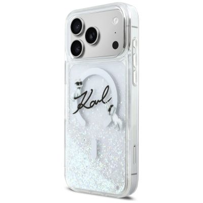 2. Karl Lagerfeld Liquid Glitter Karl Script Logo MagSafe Case for iPhone 17 Pro Max - Clear