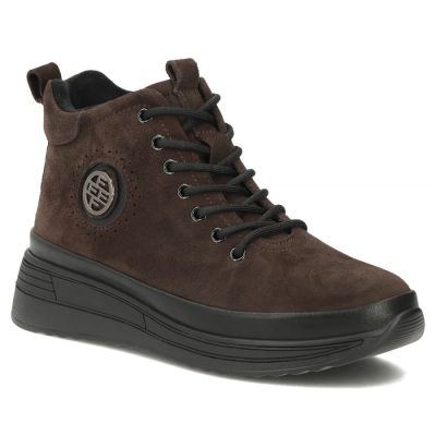 Women's leather suede ankle boots on a dark brown platform Filippo DBT4215