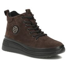 Women's leather suede ankle boots on a dark brown platform Filippo DBT4215
