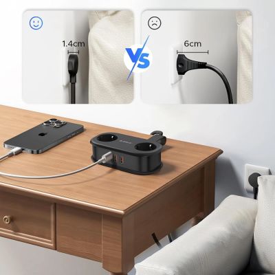 3. Orico APP 15.5W 5in1 Power Strip 2x AC + 2x USB-A + 1x USB-C - Black