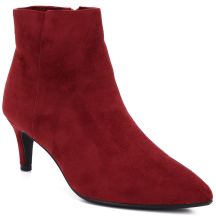 Women's insulated ankle boots with a low heel, red suede, Sergio Leone BT-65