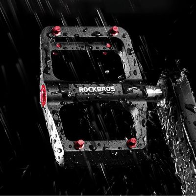 5. Rockbros BP2603 Platform Bicycle Pedals with Titanium Axle and Magnesium Alloy Bearings - Black