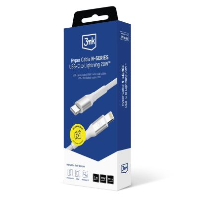11. 3mk Hyper Cable N-SERIES USB-C / Lightning 1m 9V/2A 20W / white