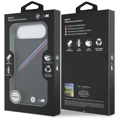 8. BMW M Tricolor Metal Logo MagSafe Case for iPhone 17 Air - Black