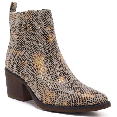 Women's snakeskin cowboy boots, gold, M.Daszyński SA261-1