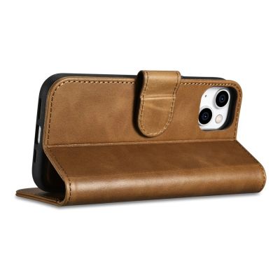 7. iCarer Oil Wax Wallet Case 2in1 Cover iPhone 14 Plus Anti-RFID Leather Flip Case Brown (WMI14220723-TN)