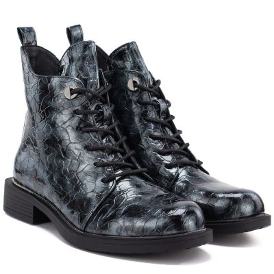 8. Women's patent leather ankle boots, gray, S.Barski HY62-8140