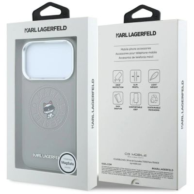8. Karl Lagerfeld Point & Choupette Sketch MagSafe Case for iPhone 18 Pro Max / 17 Pro Max - Gray