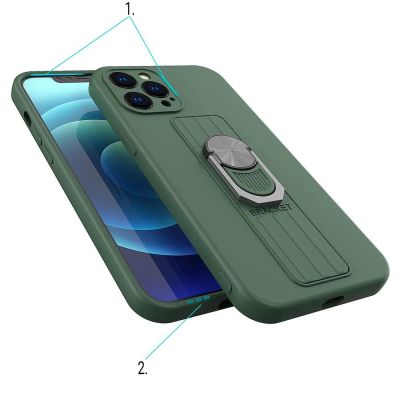 3. Ring Case silicone case with finger grip and stand for iPhone 11 Pro yellow