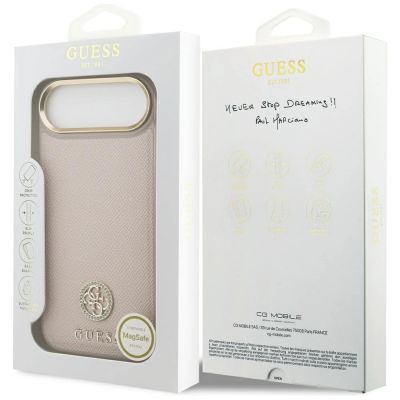 8. Guess Grained Strass Logo MagSafe iPhone Air Case - Pink