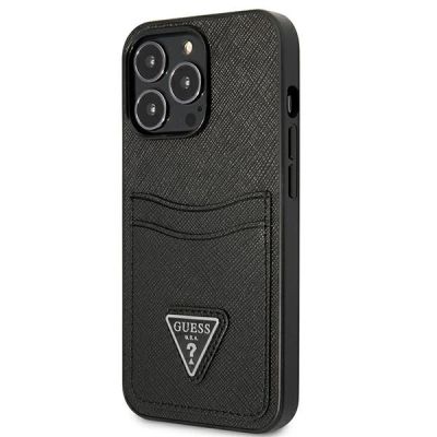 2. Guess Saffiano Triangle Logo Cardslot Case for iPhone 13 / 13 Pro - Black