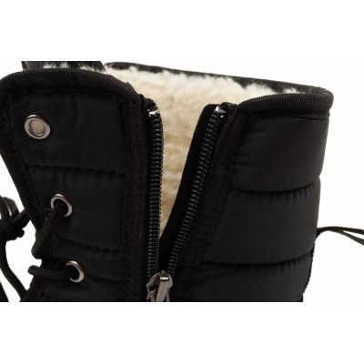 9. Progress Women’s Winter Boots, Black Insulated Snow Boots with Sheepskin Lining