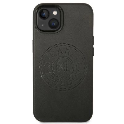 3. Karl Lagerfeld Leather Perforated Logo Case for iPhone 14 Plus - Black
