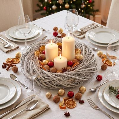 6. DECORATIVE WREATH 40 CM WHITE