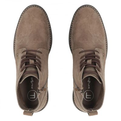 5. Men's leather ankle boots, unlined, suede, beige, Filippo MBT8318