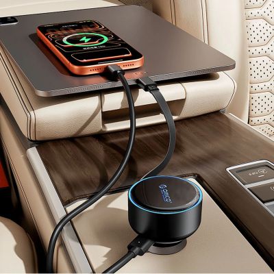 8. Orico FC-60-2C 60W Car Charger with Retractable USB-C Cable 65cm - Black