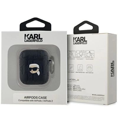 3. Karl Lagerfeld Monogram Karl Head case for AirPods 1 / 2 - black