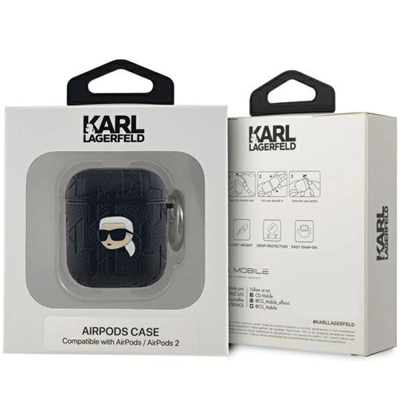 3. Karl Lagerfeld Monogram Karl Head case for AirPods 1 / 2 - black