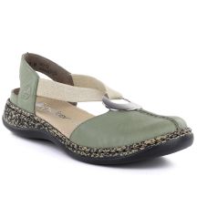 Rieker 46461-52 Green Leather Closed-Toe Sandals