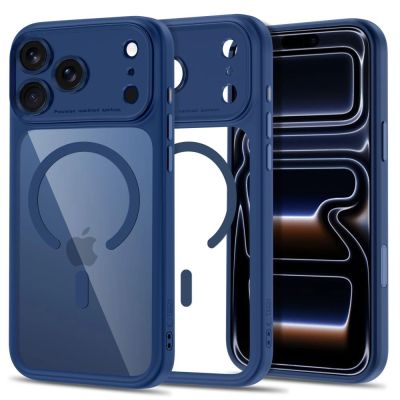 Tech-Protect MagPeak MagSafe CC Case for iPhone 18 Pro / 17 Pro - Clear Navy Blue