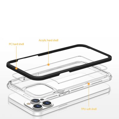 6. Clear 3in1 case for iPhone 14 Pro silicone cover with frame red