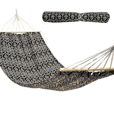 14. GARDEN HAMMOCK FOR 1 PERSON 200X100CM WITH SPREADER BAR ETHNO BLACK AND WHITE