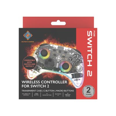 6. Deltaco Gaming GAM-198-T Game Controller Transparent Bluetooth/USB Gamepad Nintendo Switch, Nintendo Switch 2, Nintendo Switch OLED, Android, PC