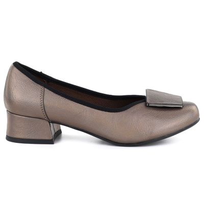 2. Comfortable gold women's block heel pumps M.Daszyński SA279-1 3
